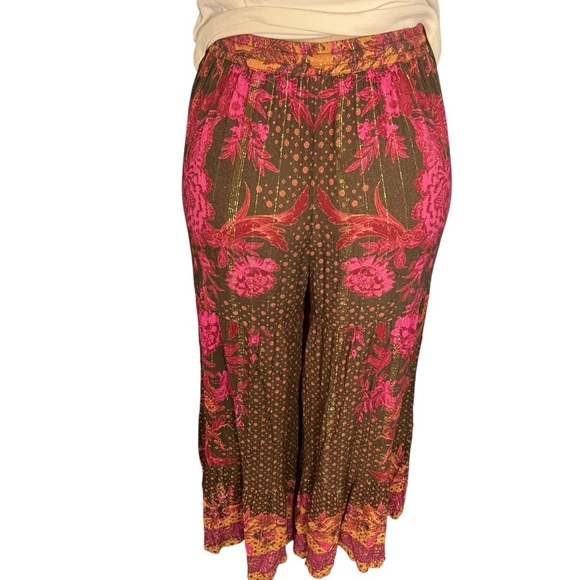 Intimately Free People Pink and Brown Metallic Wide Leg Boho Pants - Picture 8 of 10